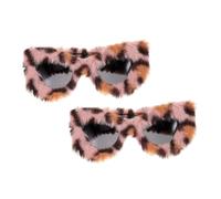 Gatuida 2pcs Furry Cat Eye Sunglasses with Leopard Print Plush Shades for Parties Comfortable Retro Eyewear for Masquerade Casual Outings