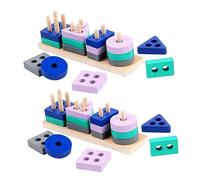 Gatuida 2Pcs Geometry Matching Toy for Boys and Girls Early Learning Shape Puzzle Building Blocks Educational Cognition Playthings for Toddlers for Interactive Play