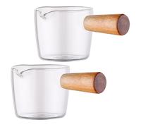 Gatuida 2Pcs Glass Syrup Pitchers with Handle Heat Resistant Milk and Pouring Cups Mini Japanese Style Sauce Dishes for Espresso Shots Salad Dressings and Hot Syrup Serving
