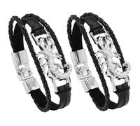 Gatuida 2pcs Gothic Scorpion Bracelets for Men Punk PU Leather Wristbands with Metal Clasp Stylish Spiky Cuff Jewelry Durable for Teens and Adults