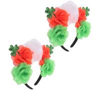 Gatuida 2pcs Green Fabric St Patrick's Day Headbands with Shamrock and Rose Design, Lightweight and Vibrant Shine Hair Accessories for Women, for Celebration and Daily Wear