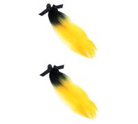 Gatuida 2pcs Hair Pigtails Braids Ponytail Bow for Motorcycle Riding Synthetic Long Twisted Wigs for Helmet Use