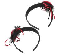 Gatuida 2pcs Halloween Evil Costume Headband Lightweight Floral Rose Headdress for Dead Bride Accessories Gothic Cosplay Party Favor Comfortable Secure Fit