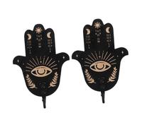 Gatuida 2pcs Hamsa Hand Key Holder with Evil Eye Rustic Wall Hooks for Home Decor Smooth Polished Wood Hanging Hook for Bathroom Entryway and Living Space Storage