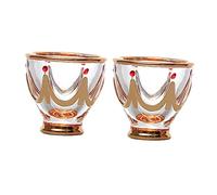 Gatuida 2PCS Hand Painted Vintage Crystal Glass Wine Cups Thick Base Household Drinking Tumblers Drop Cocktail Glasses for Bar Picnic and Dinner Party Gold Accent