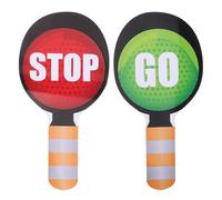 Gatuida 2pcs Handheld Stop Sign - Plastic Double Sided Go & Stop Sign For Children - Handheld Traffic Signal Board School Classroom Safety Decor For Traffic Learning Game