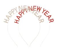 Gatuida 2pcs Happy Year Headband Cute Rhinestone Year Eve Decorative Headband for Party Birthday