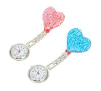 Gatuida 2pcs Heart-Shaped Crystal Hanging Table for Nurses Creative Women Clip Nurse Watch for Party Daily Use