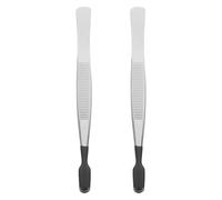 Gatuida 2pcs Hobby Tweezers - Stainless Steel Flat Tip Tweezers with Rubber Tip - Stamp Tongs for Jewelry Watch Electronic Crafting Tools Laboratory Accessories DIY Arts Hobby Collectors