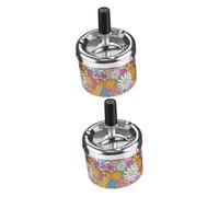Gatuida 2pcs Home Ashtray round Ashtray Container Outdoor outside Lid Desktop Tray