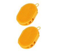 Gatuida 2Pcs Household Puppy Shampoo Brush with Ergonomic Grip Dual Sided Pet Bath Massage Comb for Dogs and Cats Portable Orange Bathing Kit for Gentle Cleaning and Pampering