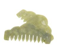 Gatuida 2pcs Jade Massage Comb for Scalp Massager Deep Green and Light Green Colors Natural Stone Hair Comb for Meridian Relief Home Spa and Salon Use