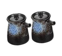 Gatuida 2pcs Japanese Ceramic Soy Sauce Dispenser and Vinegar Bottle 200ml Blue Ice Pattern Soy Sauce Bottles for Kitchen Cooking and Table Condiment Storage