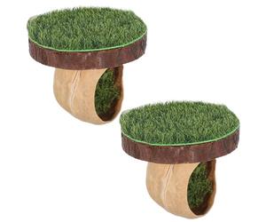 Gatuida 2pcs Jumping Spider Hideout Walnut Wood Plastic Ledge with Magnetic Basking Platform Enclosure Decorations for Outdoor Adventures and Small Insects