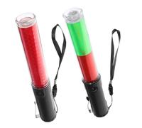 Gatuida 2pcs LED Traffic Signal Sticks with High Brightness and Vibrant Illumination for Parking Guide and Emergency Evacuation, Red and Green Abs Safety Wands for Night Directing