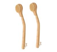 Gatuida 2Pcs Long Handle Bath Brushes for Elderly Disabled Soft Bristle Shower Body Scrubber for Dry Massage Exfoliating Deep Back Cleaning Durable Khaki Scrubber