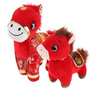 Gatuida 2pcs Lunar New Year Zodiac Horse Doll - 2026 Year of the Horse Stuffed Animal Prosperity Mascot Plushie for Spring Festival Home Decoration