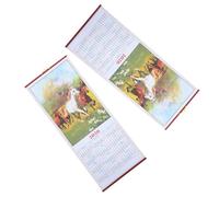 Gatuida 2pcs Lunar Wall Calendar Vintage Feng Shui Hanging Scroll with Horse Zodiac for Year Blessings Home Office Decoration