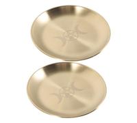 Gatuida 2pcs Metal Candle Plate Pentagram Altar Trays Iron Storage and Decorative Holders for Ceremony Home Temple Religious Offerings Unique Pattern Design