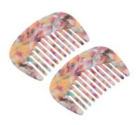 Gatuida 2pcs Mini Detangling Combs for Women with Wide Tooth Design, Portable Compact Acetate Hair Styling Tools, Anti-static Beige Hair Combs for Beauty Routines and Professional Styling