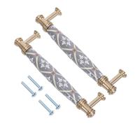 Gatuida 2pcs Modern Chinese Style Ceramic Cabinet Handles Vintage-Inspired Wardrobe Door Pulls with Ergonomic Curved Grip for Kitchen Bedroom Furniture