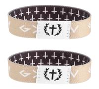 Gatuida 2pcs Motivational Christian Scripture Wristbands Elastic Bible Verse Bracelets for Men Women Unisex Fit Spiritual Event Party Classroom Graduation
