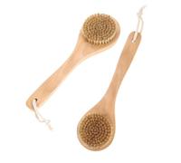 Gatuida 2Pcs Natural Boar Bristle Body Brush Compact Shower Back Scrubber for Wet Dry Exfoliating and Cleansing Versatile Bath Brush for All Body Parts for Travel and Gym Use