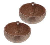 Gatuida 2pcs Natural Coconut Shell Bird Nest for Parakeets Budgies Lovebirds Finch Hanging Habitat Multipurpose Sleeping Bed and Breeding Nest Easy Clean House
