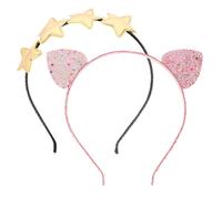 Gatuida 2pcs Novelty Headband Cute Hair Band Star Cat Ears Design Embellished Sequin Party Headbands for Adults Carnival Hair Band