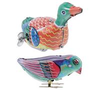 Gatuida 2pcs Party Clockwork Wind-up Vintage Tin Magpie Duck Figures Compact Mechanical Wind for Boys and Easter and Christmas