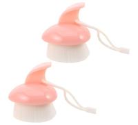 Gatuida 2pcs Pink Heart-handle Facial Cleansing Brush Soft Bristle Manual Deep Pore Cleanser Exfoliating Scrub Brush for Skincare and Massage Use