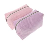 Gatuida 2pcs Portable Corduroy Makeup Bag Cosmetic Organizer with Zipper Handheld Travel Pouch for Women Minimalist Style Toiletry Storage for Business Trips Vacations Daily Use