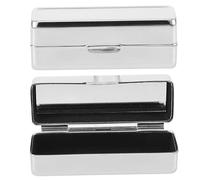 Gatuida 2pcs Portable Square Lipstick Organizer Case with Mirror Metal Cosmetic Storage Box for Lip Balm Lip Gloss Essential Oil Roller Vintage Retro Design Vanity Makeup Holder