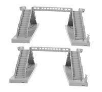 Gatuida 2pcs Realistic Mini Footbridge Model for Sand Table Building Plastic Railway Layout Accessory Grey Architectural Pedestrian Bridge for Model Train Scenery and Diorama Decor