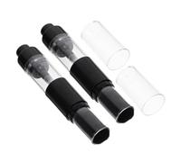 Gatuida 2pcs Retractable Powder and Foundation Brush Set with Black Fiber Bristles, Refillable Travel Spray Applicator Makeup Brushes for Blush and Liquid Foundation Application