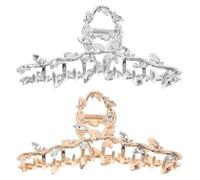 Gatuida 2pcs Rhinestone Leaf Hair Catch Barrette Clips for Women and Metal Non-slip Claw Clips with Elegant Natural Design Secure Hold for Thick Hair Styling Accessories