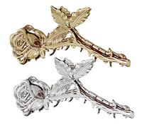 Gatuida 2pcs Rose Hair Claw Clips for Women Unique Fashionable Hair Accessories Elegant Design for Makeup Washing Face Cooking Parties Weddings Firm Hold Silver Gold