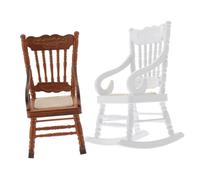Gatuida 2pcs Scale Wooden Furniture with Soft Jute Rope Seat Vintage Style Ornamental Chairs for Doll House Decoration and Collectible Display