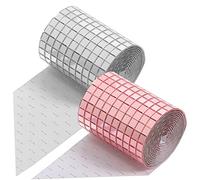 Gatuida 2pcs Self-Adhesive Mirror Tile Sheets for DIY Home Decoration 4x120cm 5x5mm Squares for Craft Projects and Wall Art