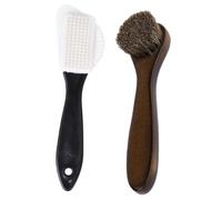 Gatuida 2Pcs Shoe Brush Kit with Wooden Handle for Leather and Suede Shoes Polishing and Cleaning Brushes for Boots Soft Bristle