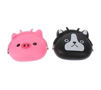 Gatuida 2Pcs Silicone Change Pouch Cute Animal Keychain Coin Purse Black White Dog Pink Pig Durable Compact for Makeup Hair Accessories for Christmas Year