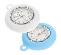 Gatuida 2pcs Silicone Nurse Pocket Watch Set with Quartz Dial, White and Navy Blue Jelly Strap, Handmade DIY Nursing Watch Parts, Infection Control Design for Medical Staff