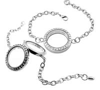 Gatuida 2Pcs Silver Alloy Bracelet for Women with Openable Frame Box, Fashionable Rhinestone Wrist Jewelry Bangle Set for, Elegant Metal Chain Bracelets for Festive and Casual Wear
