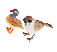 Gatuida 2pcs Small Artificial Bird Figurines Lightweight Garden Decor Simulation Sparrow and Duck Models for Bonsai and Table Decoration