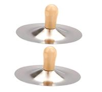 Gatuida 2Pcs Small Hand Cymbals with Wood Handles for Portable Finger Cymbals Musical Percussion Instrument for Belly Dance Party and Rhythm Practice