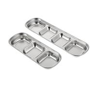 Gatuida 2pcs Small Pet Feeding Trays Stainless Multi-grid Fodder Plates for Dog Camping Accessories