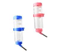 Gatuida 2pcs Small Pet Water Dispenser Bottles for Rabbit and Chinchilla Cage Leakproof Drinking Containers with Built in Ball Design Blue and Pink for Guinea Pig and Squirrel