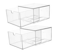 Gatuida 2PCS Stackable Small Clear Acrylic Makeup Organizer Drawers for Vanity Bathroom Countertop Storage Bins Multifunctional Storage for Cosmetics Jewelry Medicine Space Saving Design