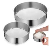 Gatuida 2Pcs Stainless Steel Flour Sieve with 15cm and 20cm Mesh Sizes, Round Baking Sifter for Baking Kitchen Use Handheld Metal Sifting Tool for Flour Sugar Powder and Mashed Potato