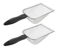 Gatuida 2pcs Stainless Steel Sand Scoop with Handle and Ergonomic Design, Portable Beach Sand Filter Sifter with 3.8x3.8mm Holes for Metal Detecting and Gardening